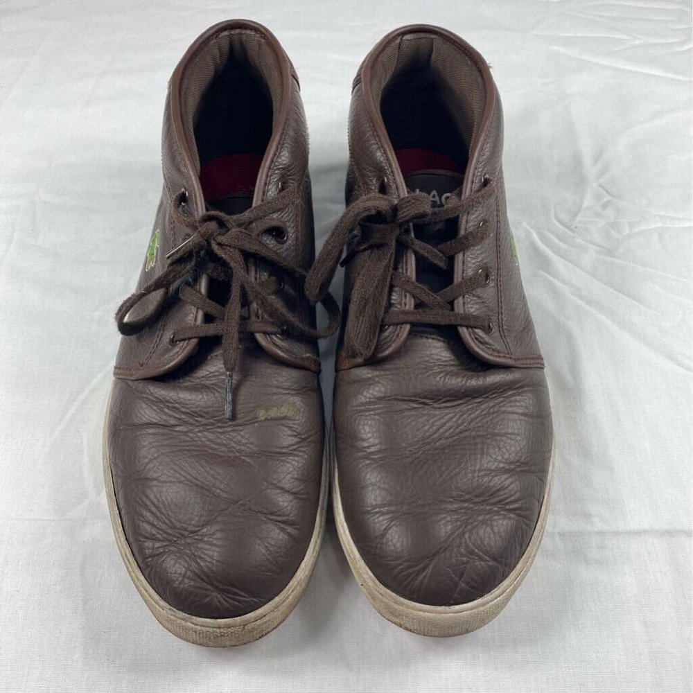 Lacoste Mens Ampthill Sneakers Brown Leather 11.5